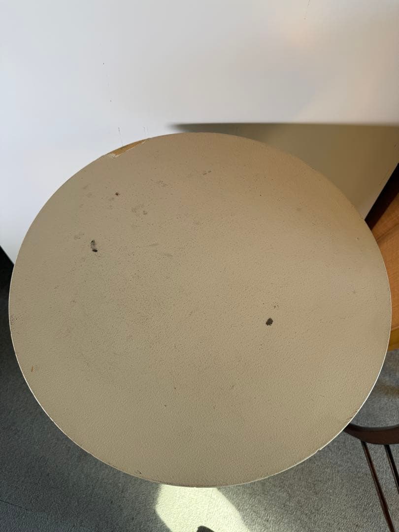 白塗装 木製 ラウンドサイドテーブル 3本脚 花台 飾り台 高さ80cm