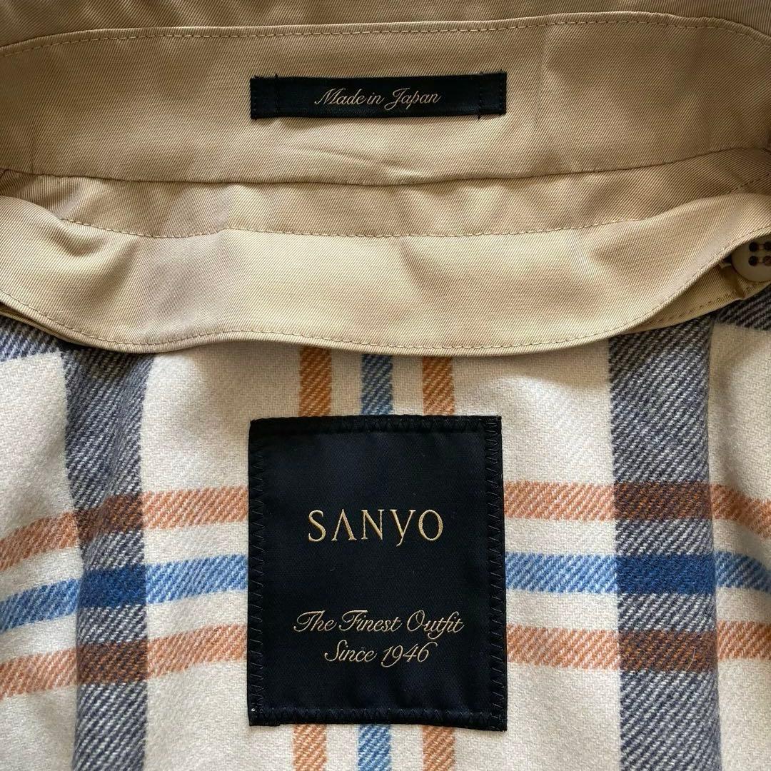 美品　SANYO　ステンカラーコート　100年コート　ライナー付　36　日本製