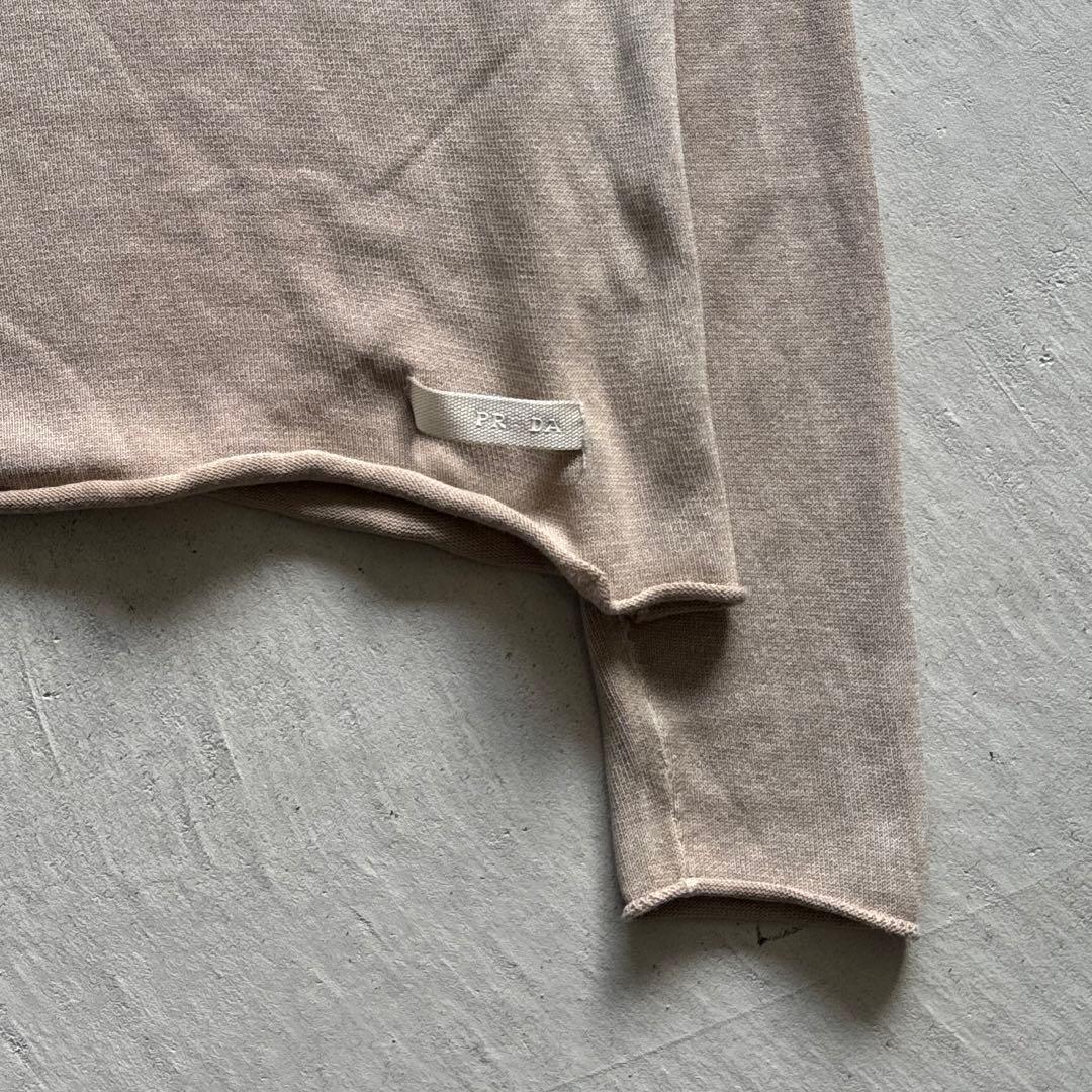 00s prada beige l/s ニット ロンt ベージュ 切りっぱなし