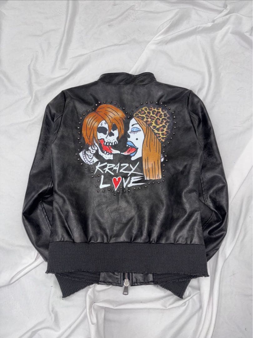 9090×Ed Hardy フェイクレザージャケット 黒