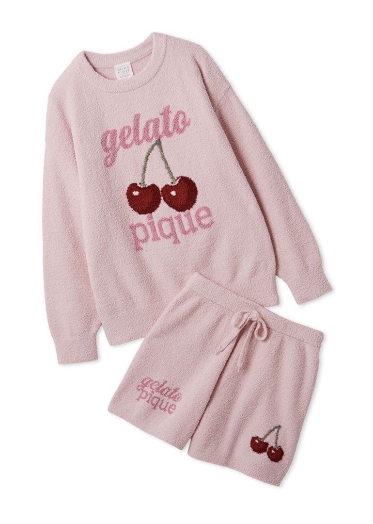 ジェラピケ ベビモコチェリージャガードプルオーバー&ショートパンツセット