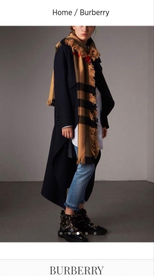 新品未使用BURBERRY バーバリー スカーフマフラー サイドフリンジ ウール