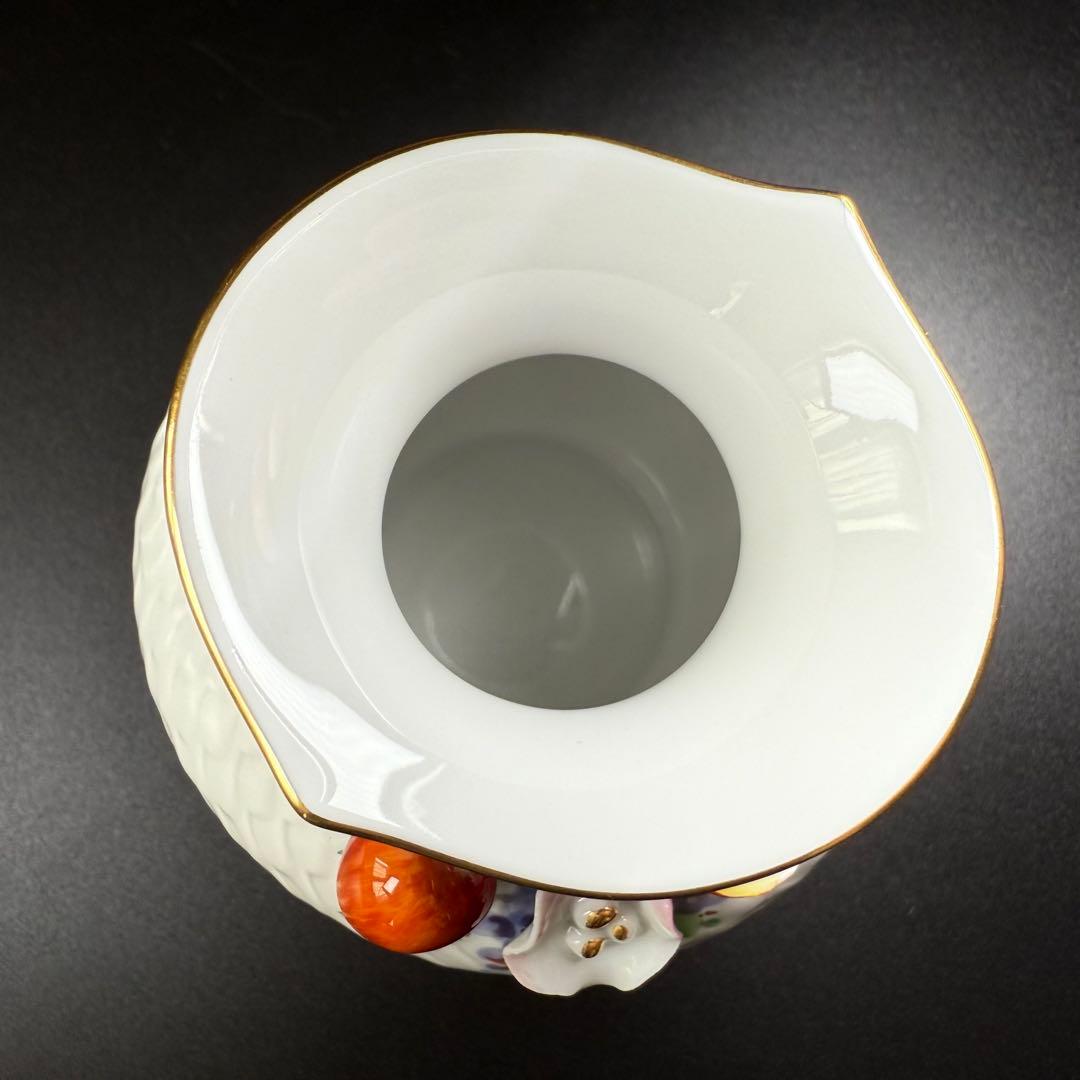 新品 マイセン 波の戯れ フルーツ 林檎 葡萄 貼花 花瓶１点(共箱付)、1級品