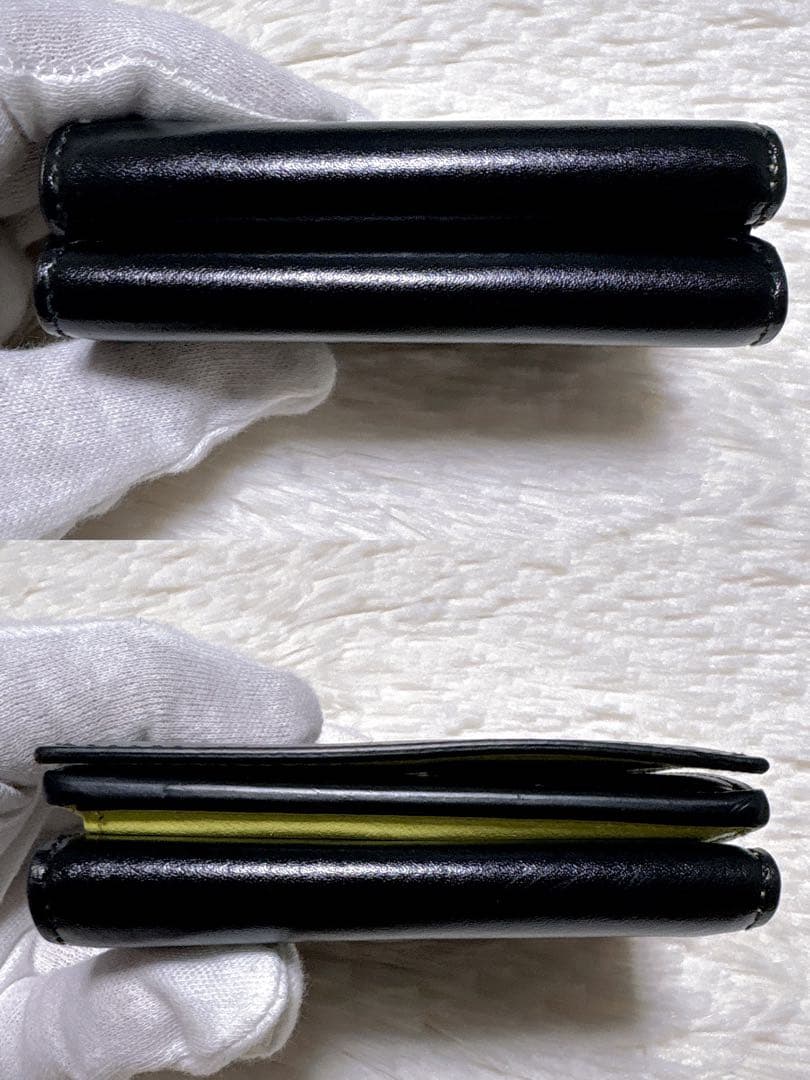 ⭐︎極美品⭐︎バレンシアガ エッセンシャル 三つ折り財布 レザー ブラック イエロー