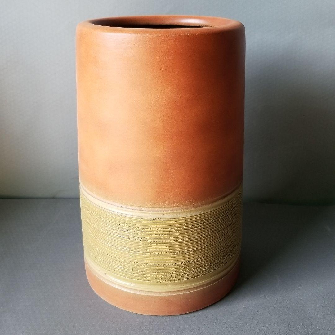 信楽焼　傘立て  火色帯線 高さ４０cm