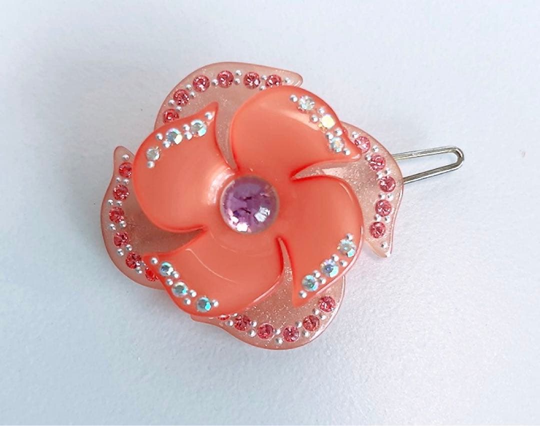 アレクサンドルドゥパリ　花形ヘアピン　スワロフスキー　ピンク　キラキラ　かわいい