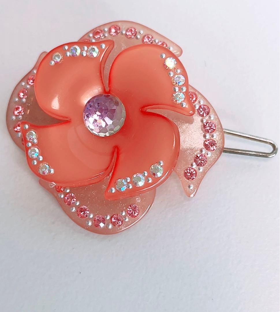 アレクサンドルドゥパリ　花形ヘアピン　スワロフスキー　ピンク　キラキラ　かわいい