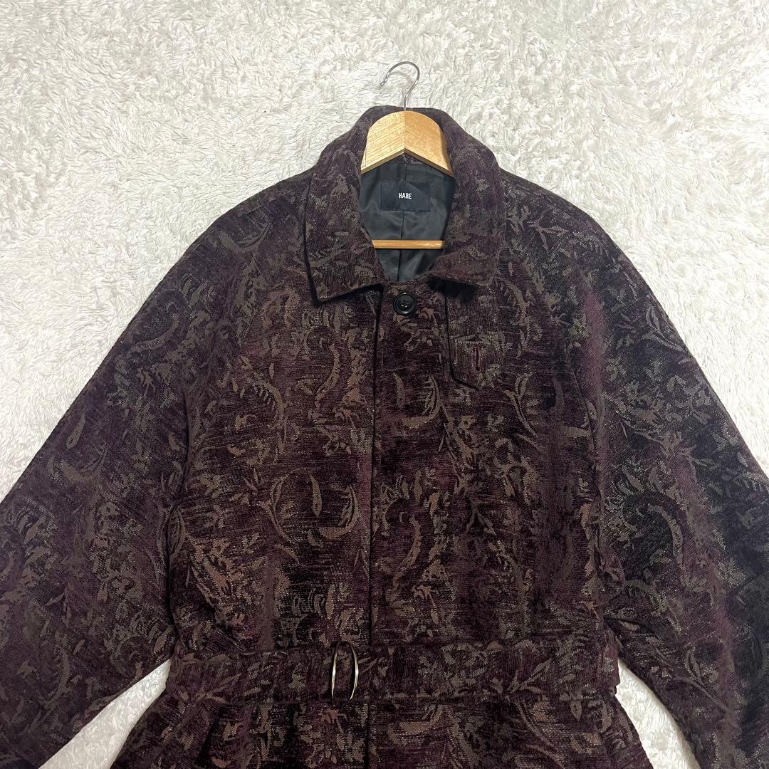 ✨未使用級✨HARE ハレ ステンカラーコート ロング丈 ベルト付 パープル系