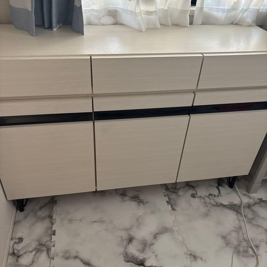 ホワイトリビングボード/サイドボード/幅120/完成品