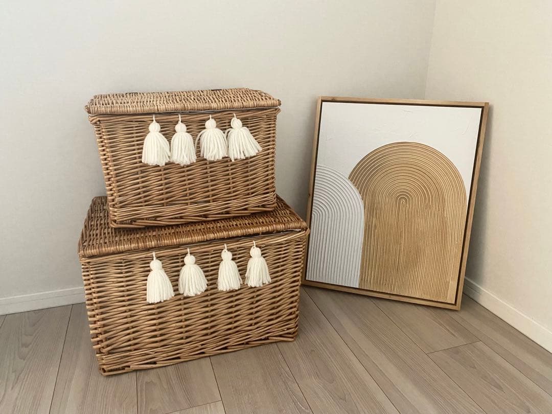 ラタン収納バスケットかご　小物入れ　大のみ