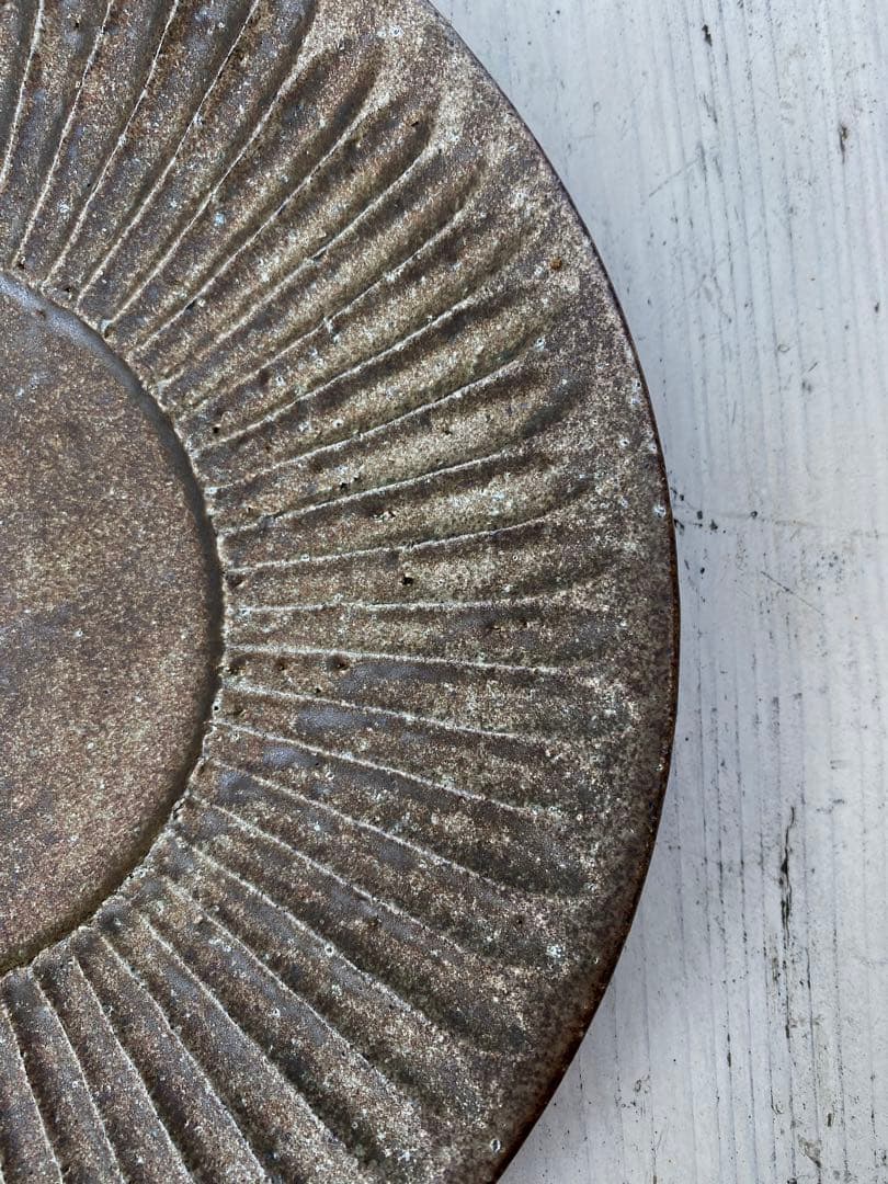 【新品未使用/稀少】　宇田康介　大皿　鉄釉しのぎプレート　8寸皿　入手困難