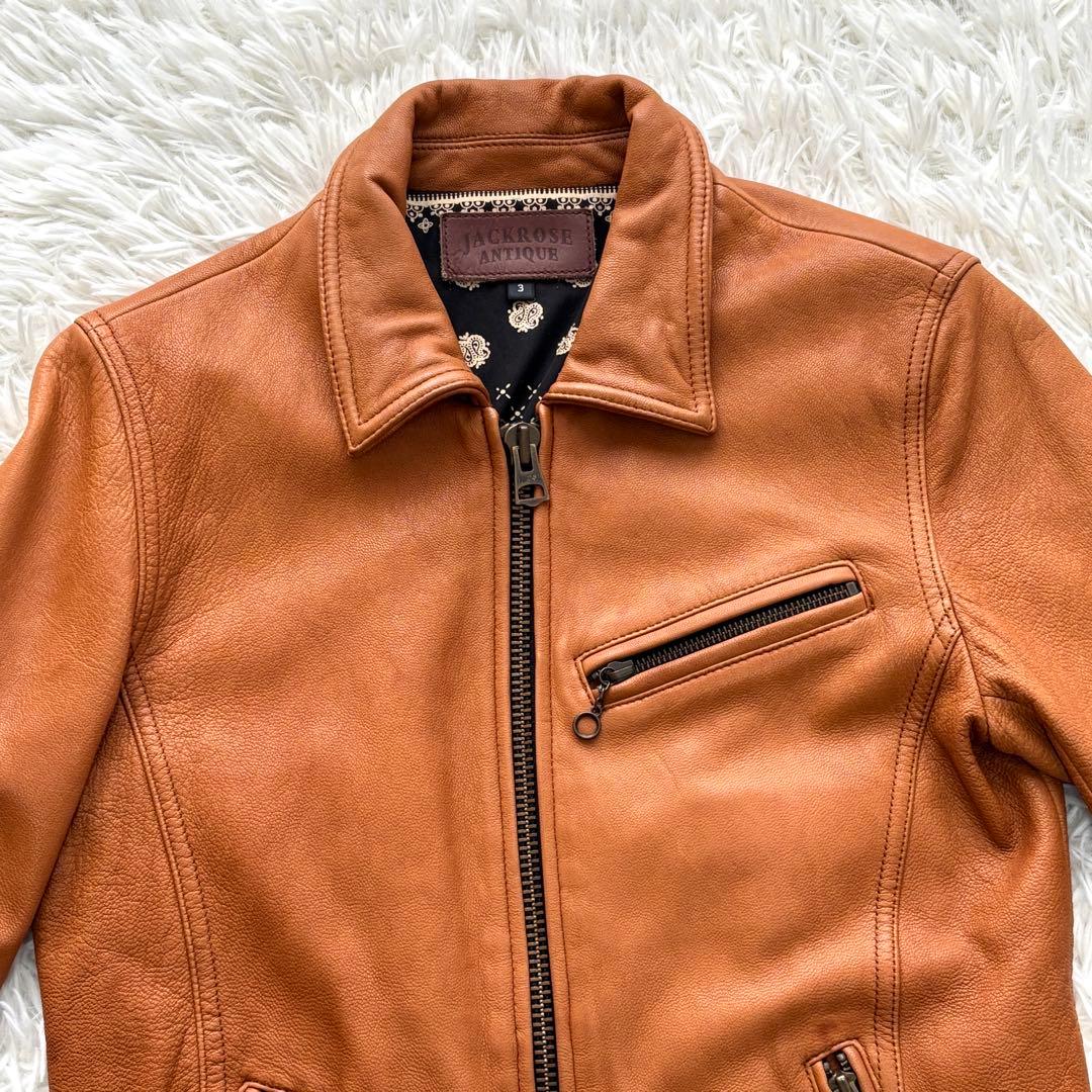 【極美品】山羊革 ペイズリー総柄 ジャックローズ シングルライダースジャケット