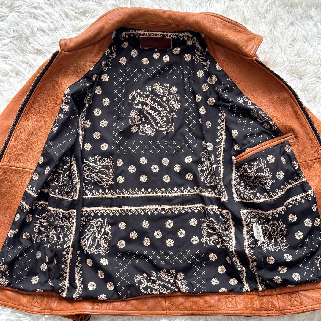 【極美品】山羊革 ペイズリー総柄 ジャックローズ シングルライダースジャケット