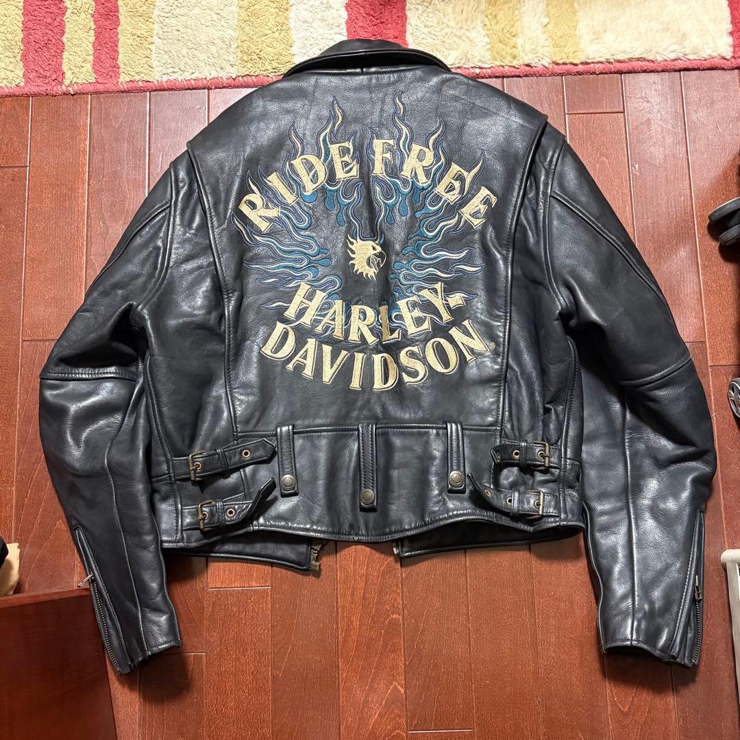 ハーレーダビッドソン　レザージャケット　ライダースジャケット　革ジャン　刺繍