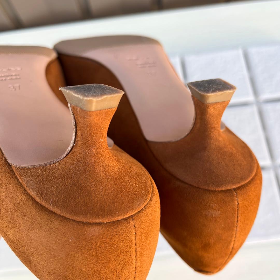 37 PELLICO パンプス　ブラウン　スエード　ローヒール　24