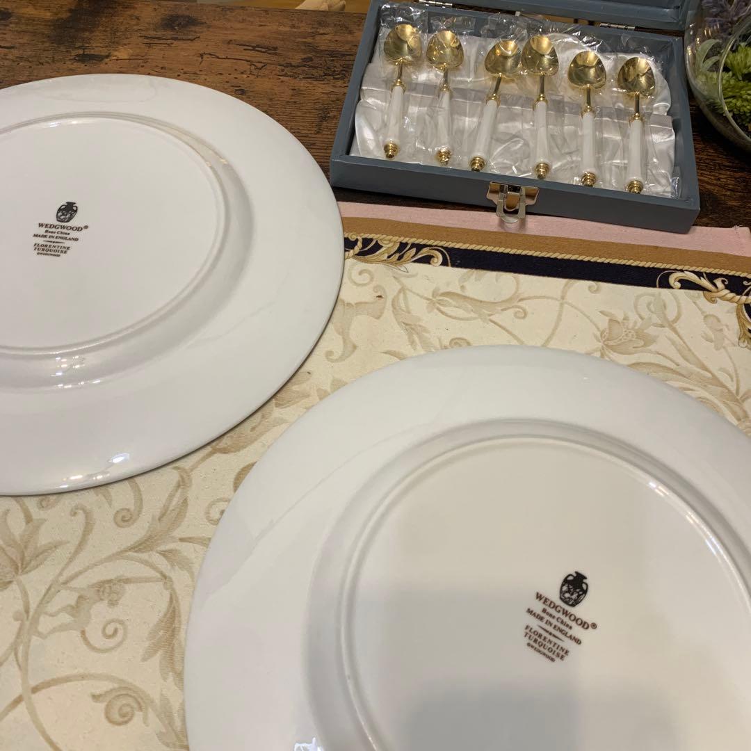 未使用ウェッジウッド フロレンティーン　ターコイズ　カップ＆ソーサー　プレート