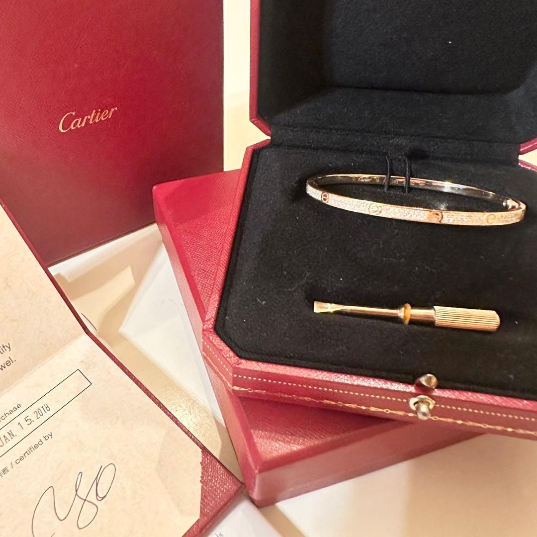 miyu 極美品 カルティエ ラブブレス SM 新型 PG パヴェダイヤ