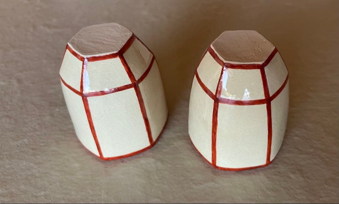 伏原博之　京焼　赤絵ぼんぼり型猪口　2客セット