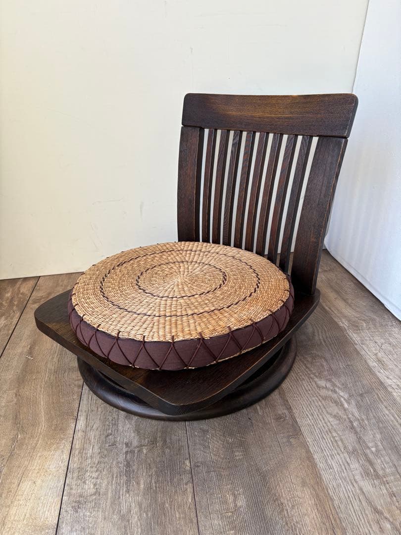 回転座椅子　無垢　和モダン　和室　タモ材　オーク材　③