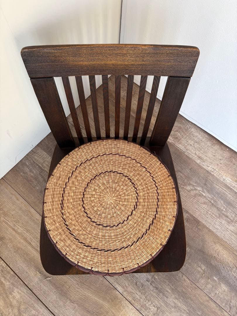 回転座椅子　無垢　和モダン　和室　タモ材　オーク材　③