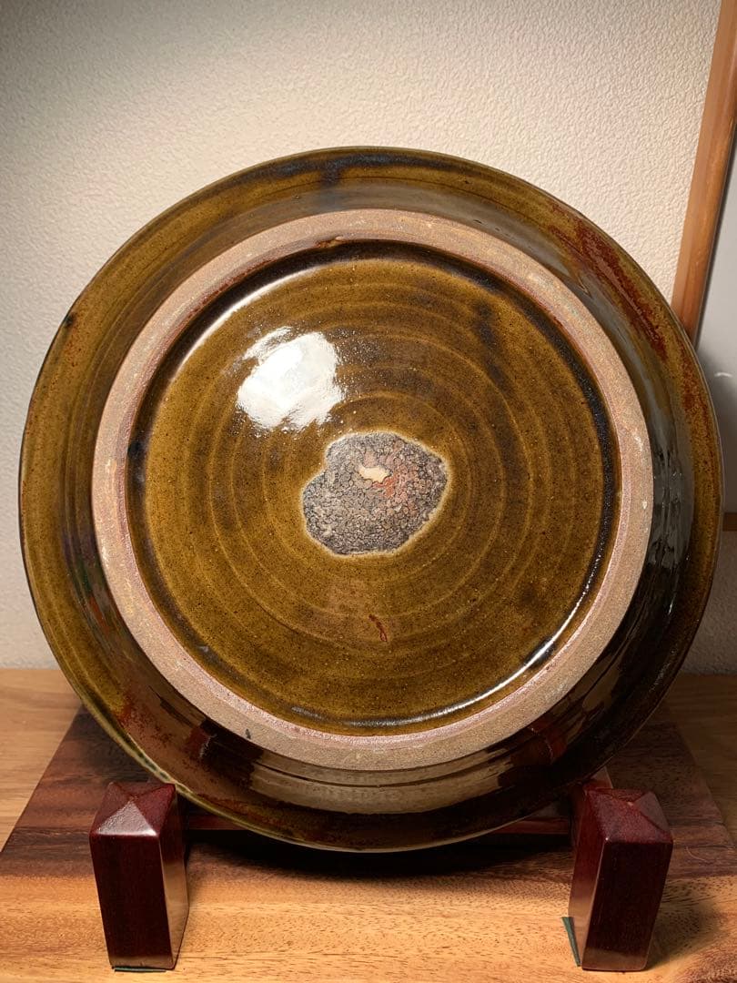 希少 やちむん 宮城正享 古作 北窯 宮城工房 尺皿 大皿 呉須唐草