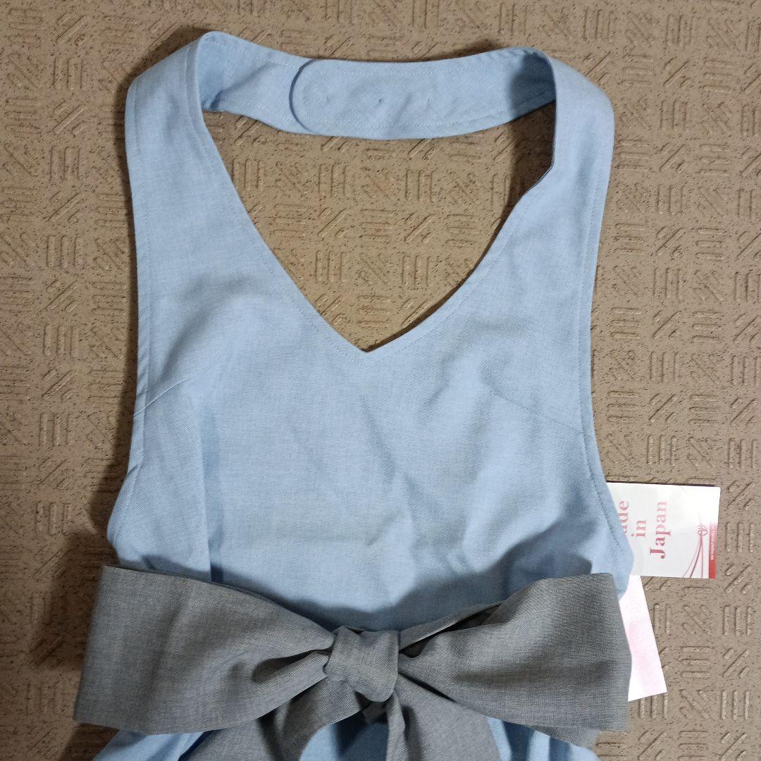 アームボーテ　サックス＆ライトグレーローブエプロン