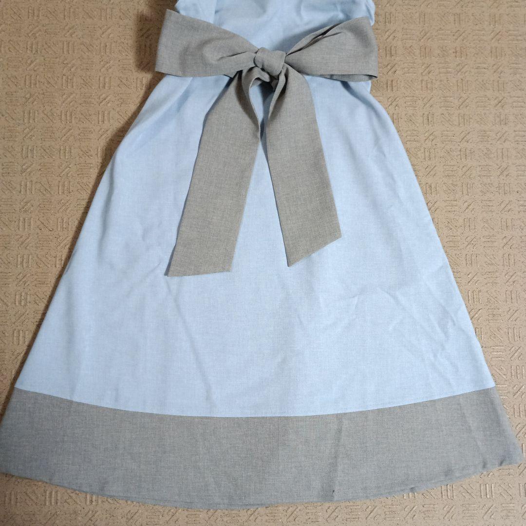 アームボーテ　サックス＆ライトグレーローブエプロン