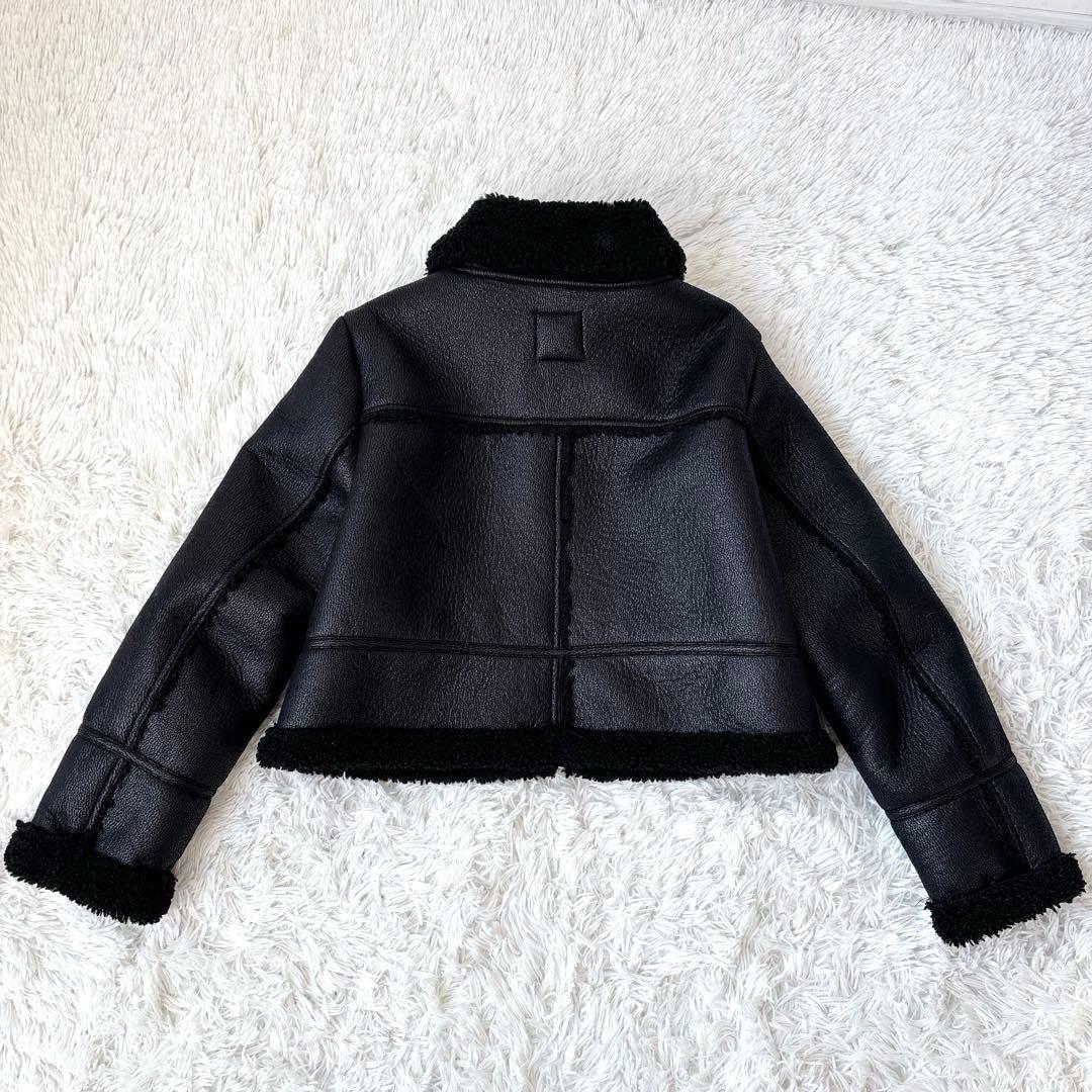美品✨ZARA フェイクムートン B-3 ボア ジャケット 短丈　ブラック　L