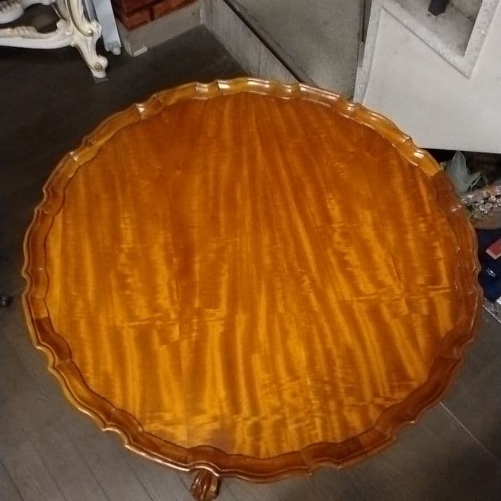 アンティーク調　シノワ　サイドテーブル コーヒーテーブル チーク材　円形