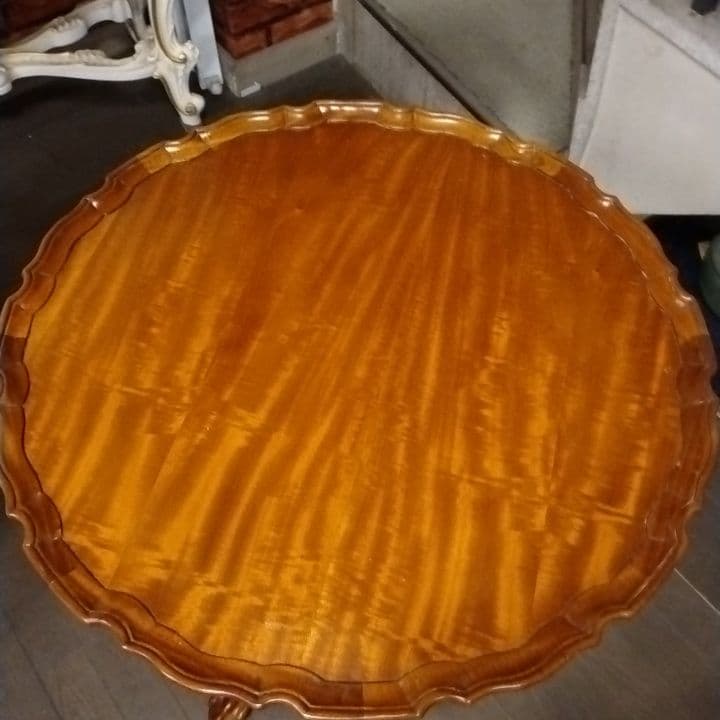 アンティーク調　シノワ　サイドテーブル コーヒーテーブル チーク材　円形