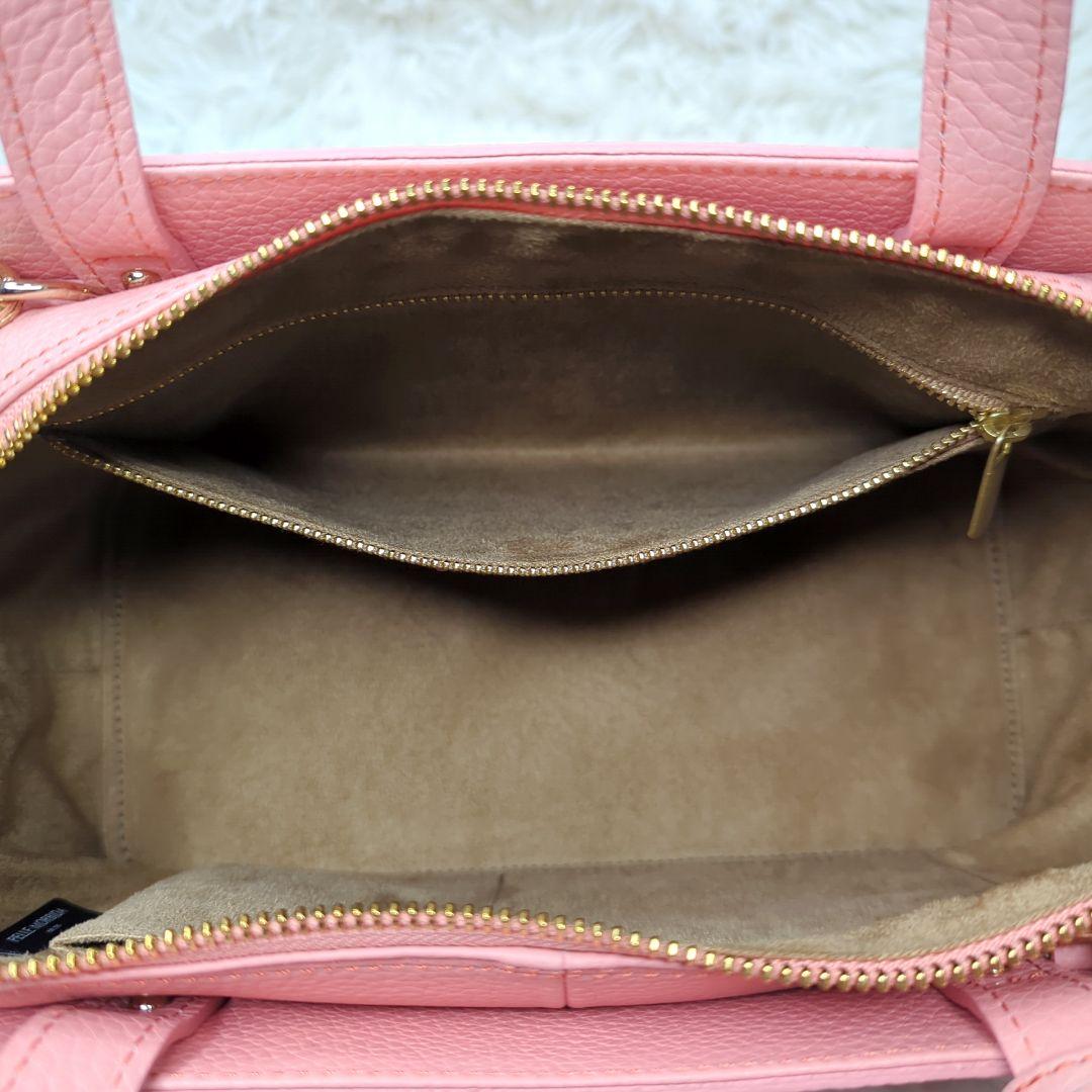 極美品✨ペッレモルビダ ミニボストン シボ革 ピンク 2way ゴールド金具