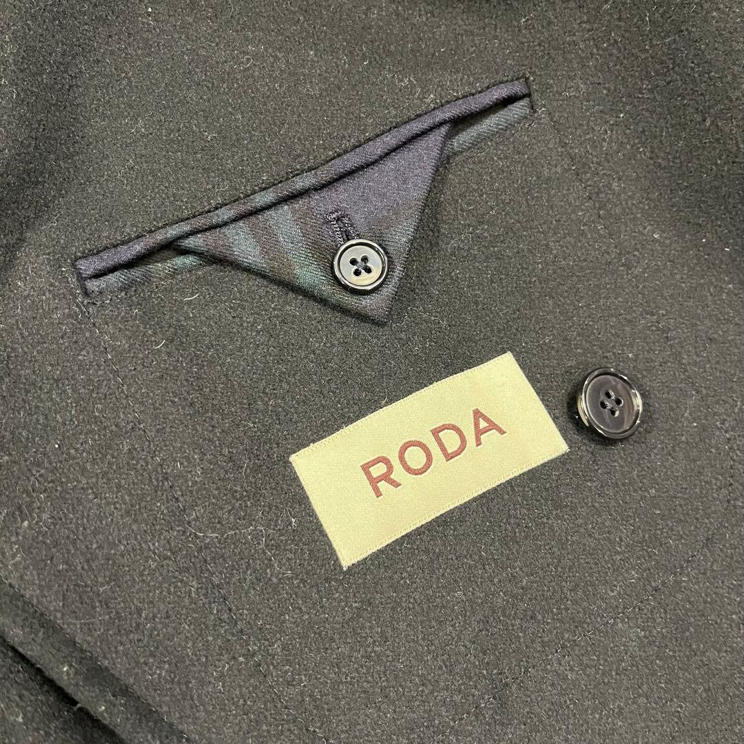RODA ロダ ロングコート 46 ダブルブレスト ネイビー イタリア製 ウール