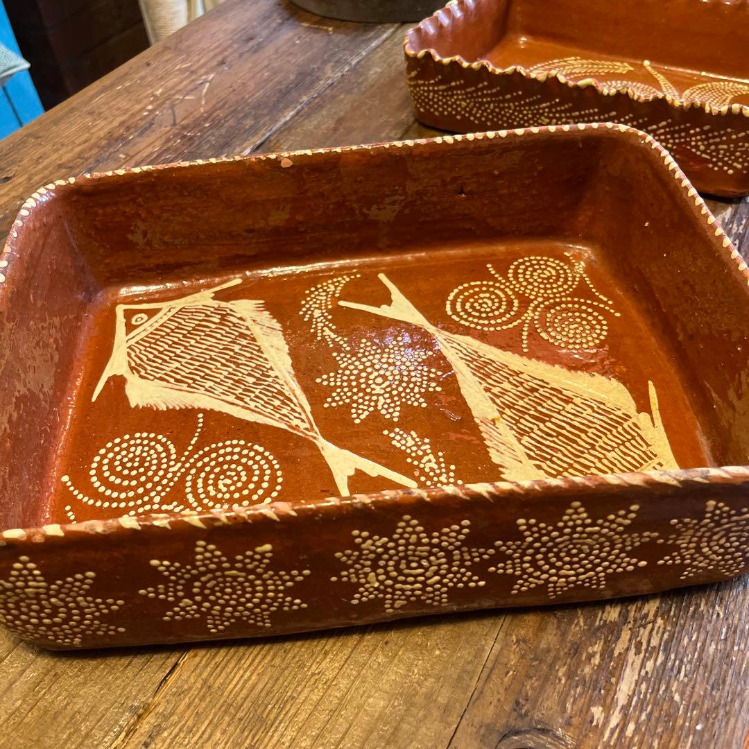 イギリス　スリップウェア　大皿　アンティーク