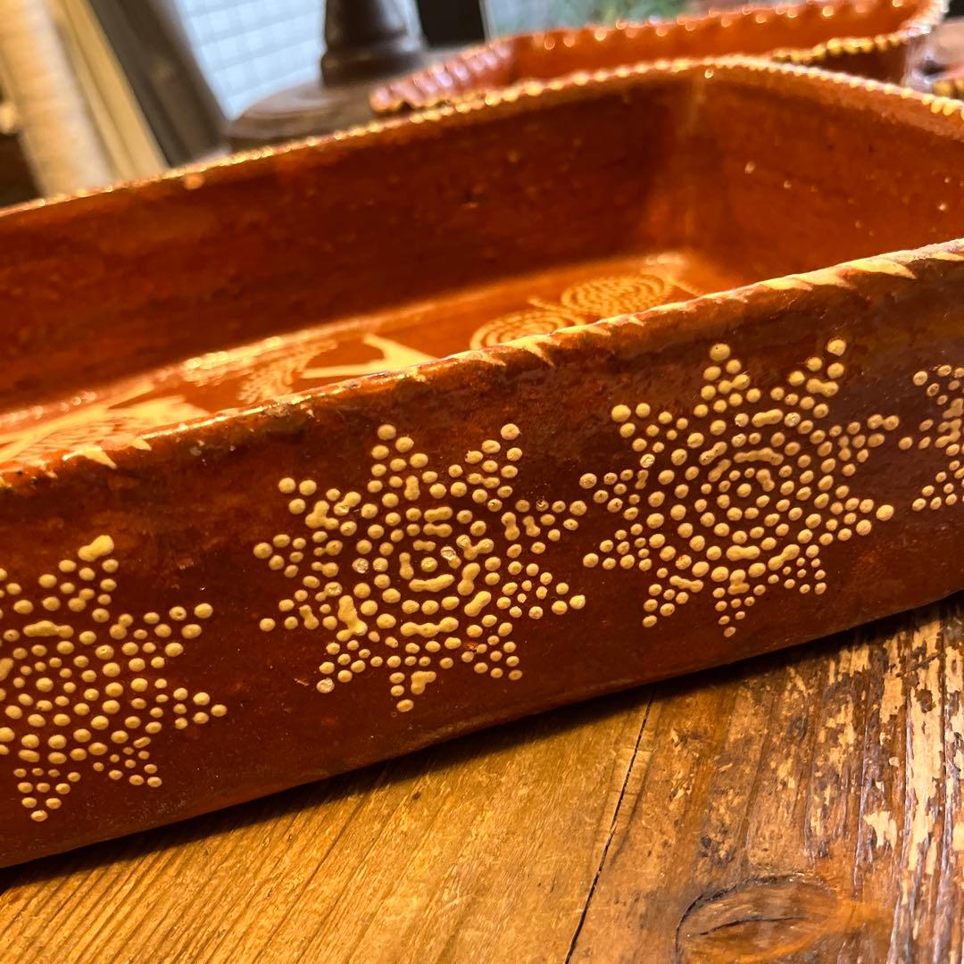 イギリス　スリップウェア　大皿　アンティーク