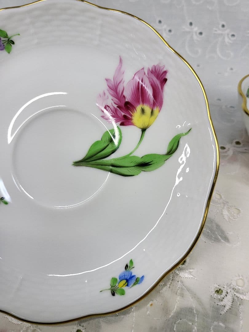 美品✨ヘレンド バコニーの春 ピンクのチューリップ カップ、シュガー2点