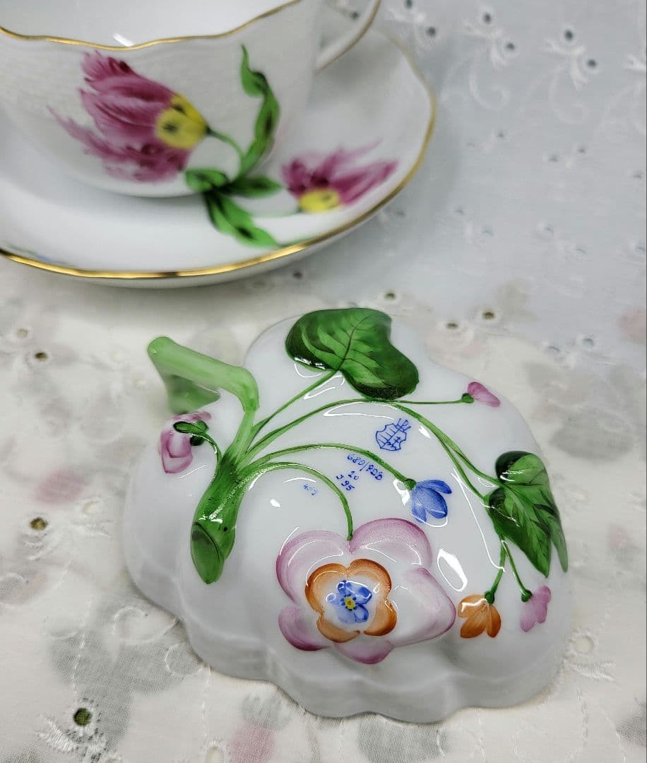 美品✨ヘレンド バコニーの春 ピンクのチューリップ カップ、シュガー2点