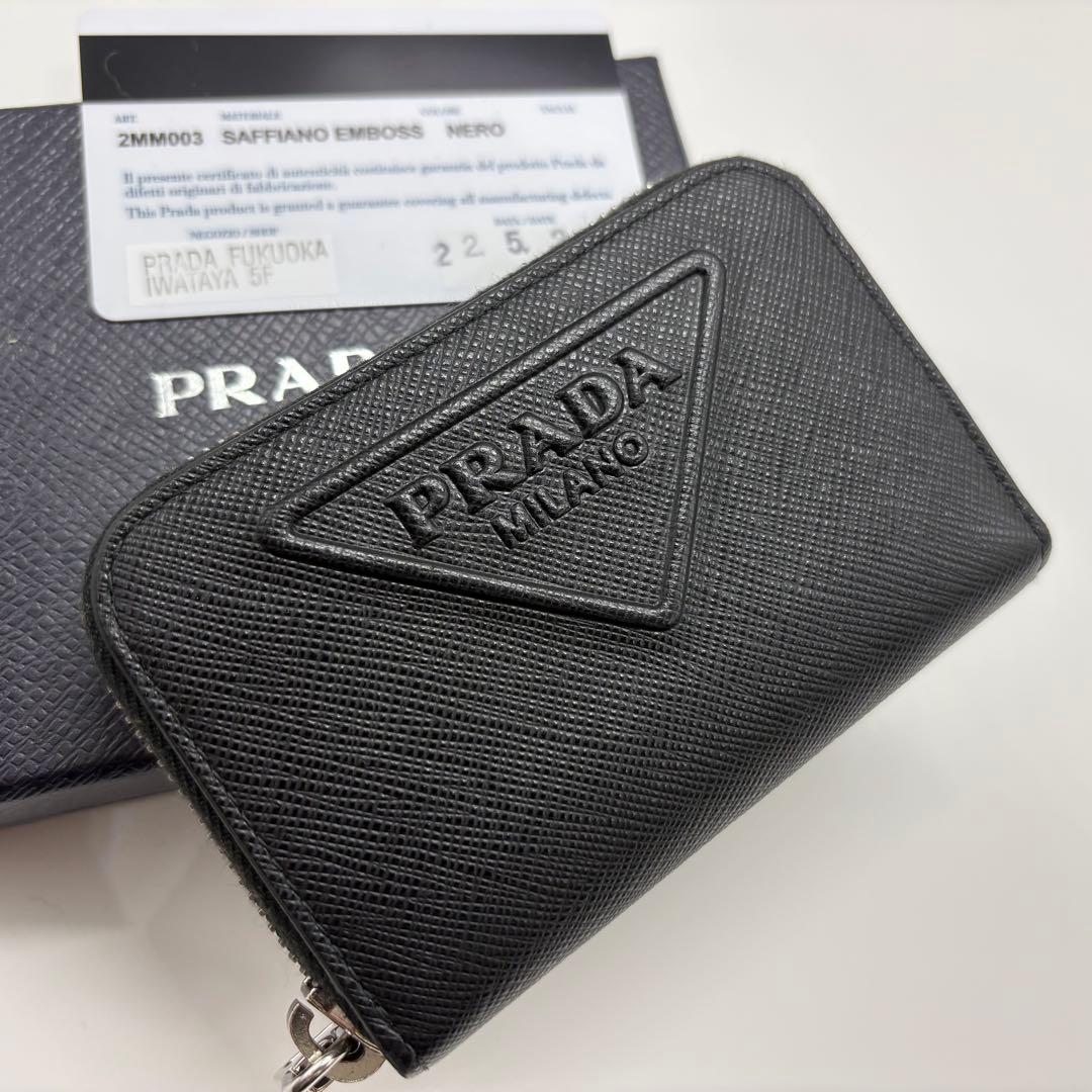 プラダ サフィアーノ エンボス三角ロゴ コンパクト 財布 ケース カード