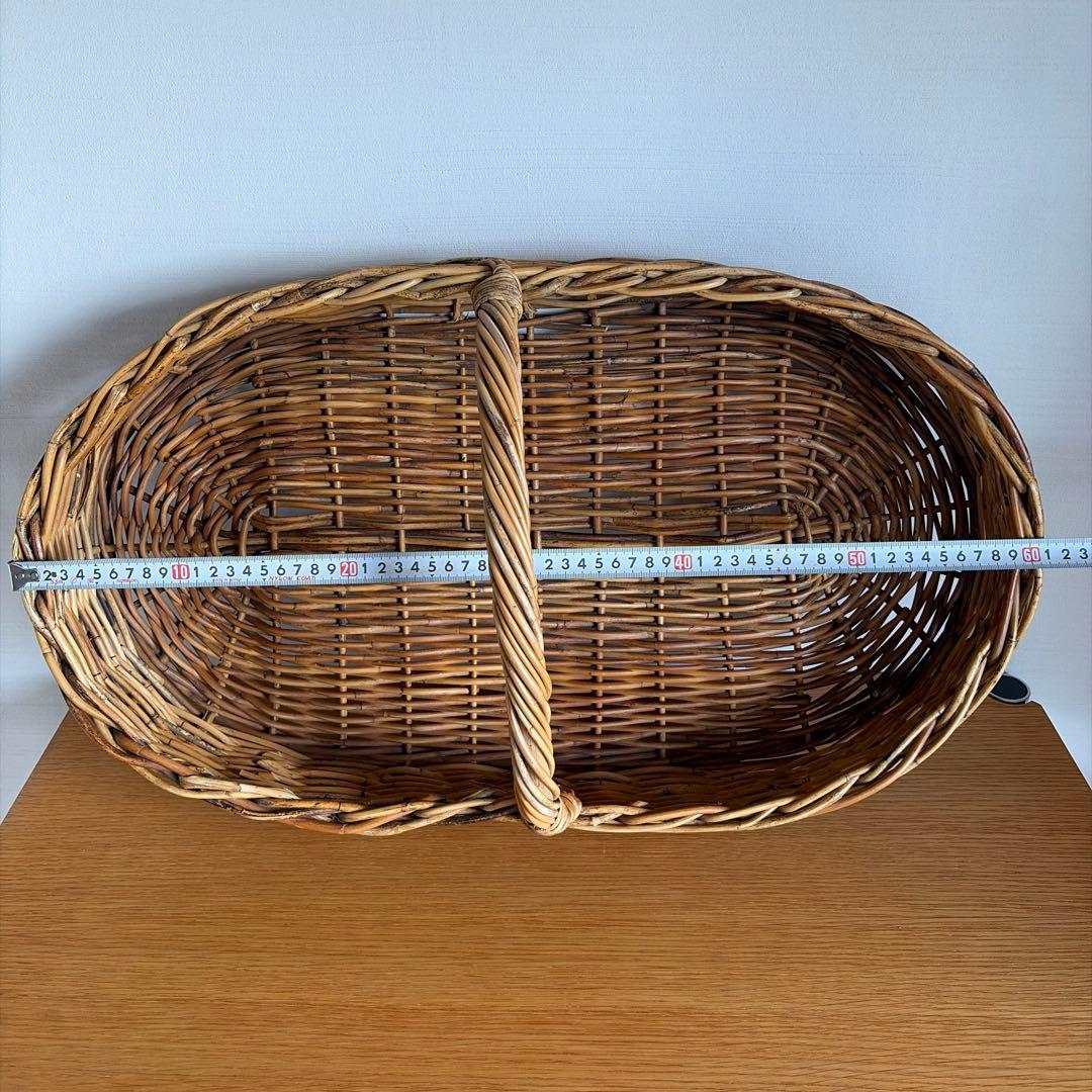 ウィッカー製オーバルバスケット