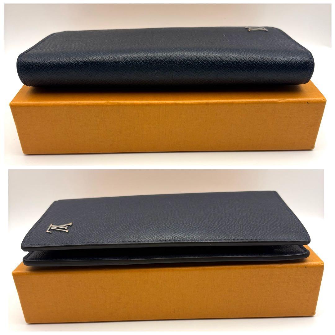 【新型】ルイヴィトン タイガ ポルトフォイユブラザNM ネイビー メタリック