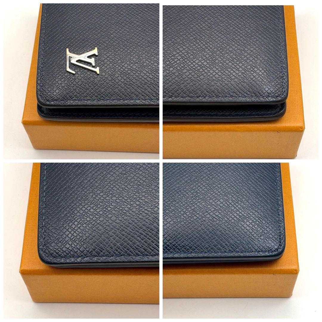 【新型】ルイヴィトン タイガ ポルトフォイユブラザNM ネイビー メタリック