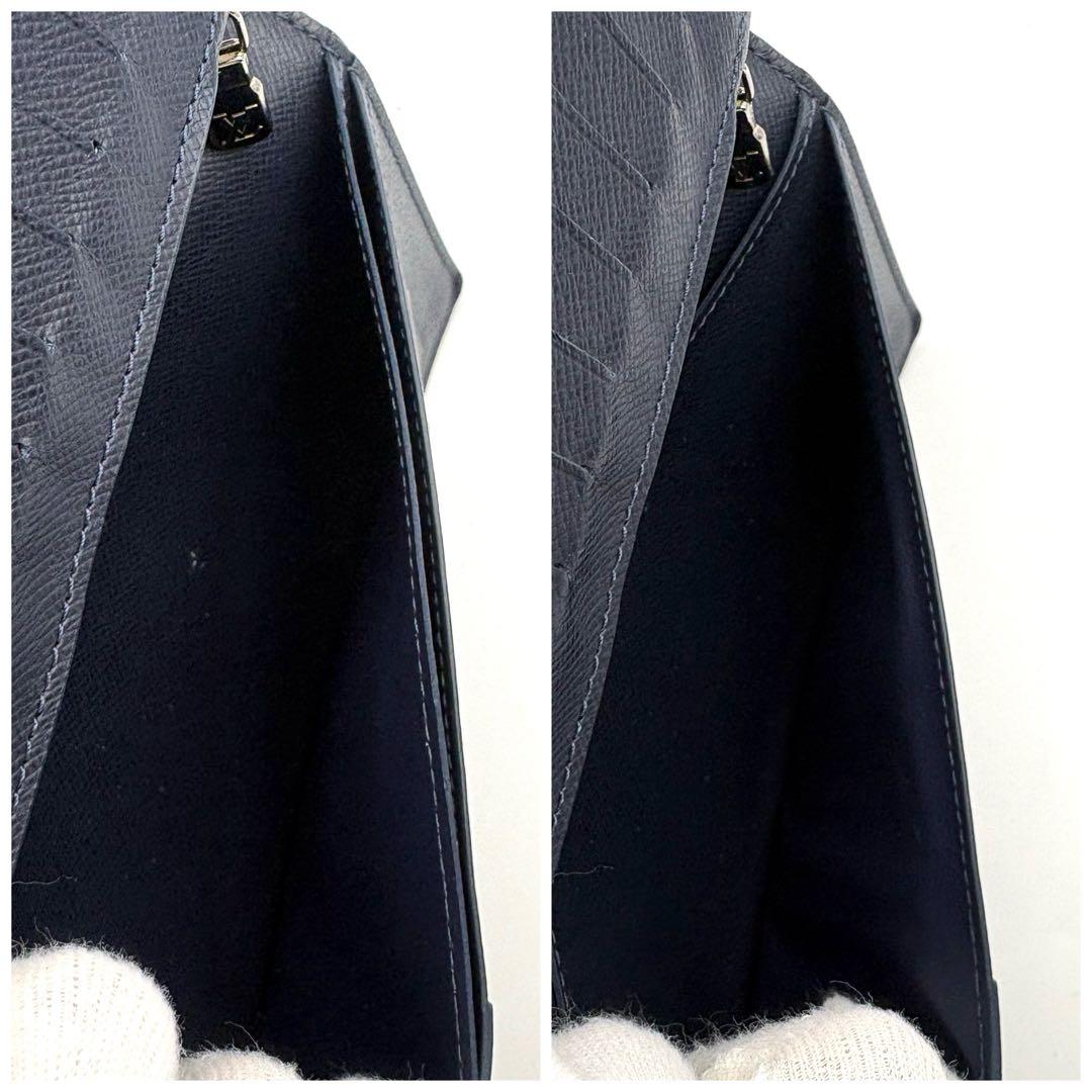 【新型】ルイヴィトン タイガ ポルトフォイユブラザNM ネイビー メタリック