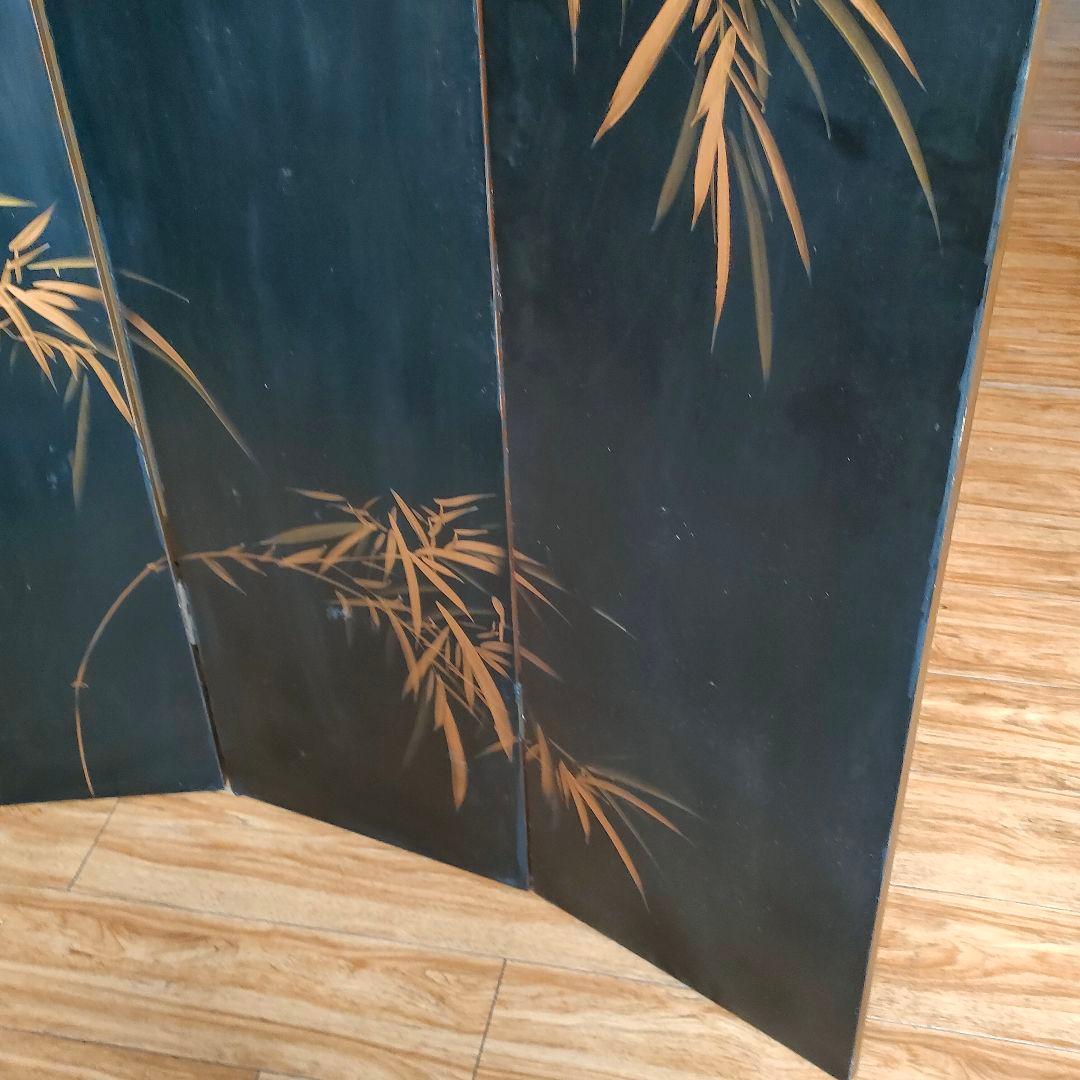 荘厳 屏風 4連 パーテーション 表裏別デザイン 仕切り 四つ折り和風アジアン