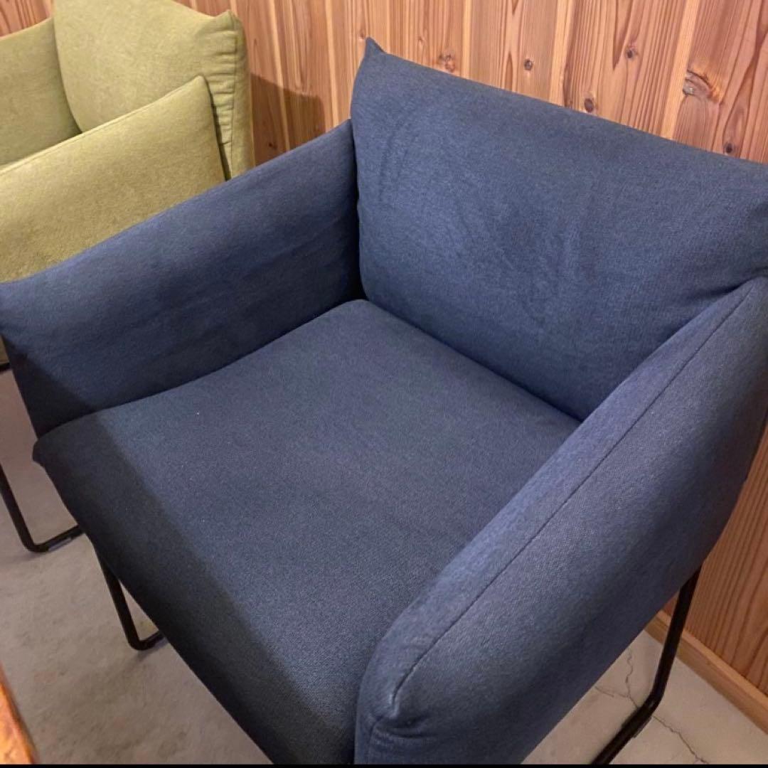 DOMENICA 1人掛けソファ ダークブルー・オリーブグリーン　2脚セット