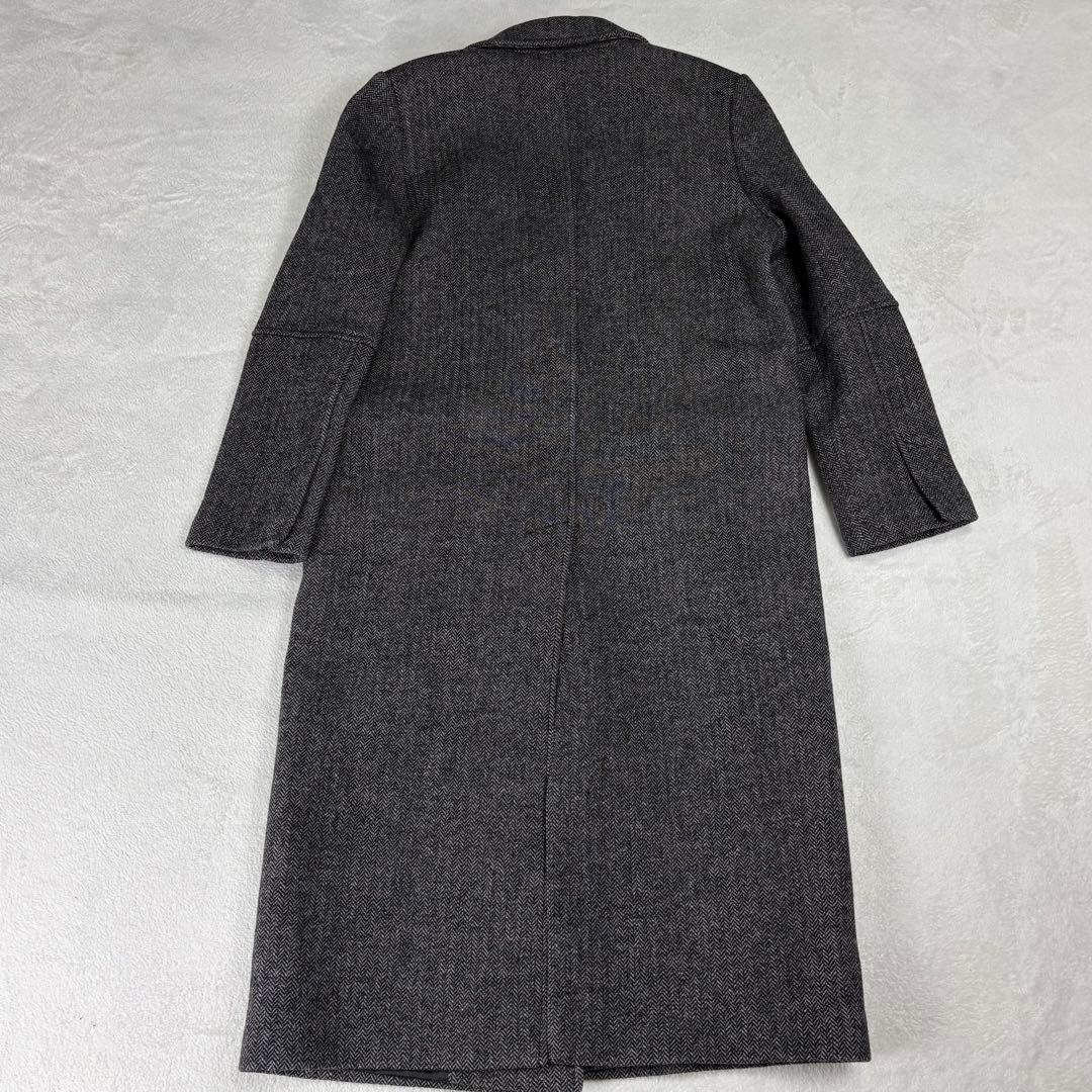 ZARA ヘリンボーン　ダブルブレスト ロングコート　チェスターコート