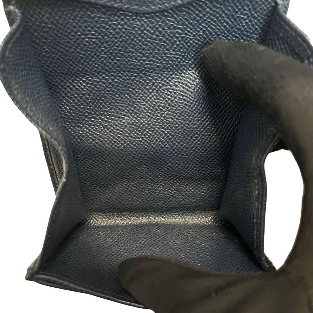 希少✨ブルガリ ケース ロゴクリップ グレインレザー ネイビー ブルー