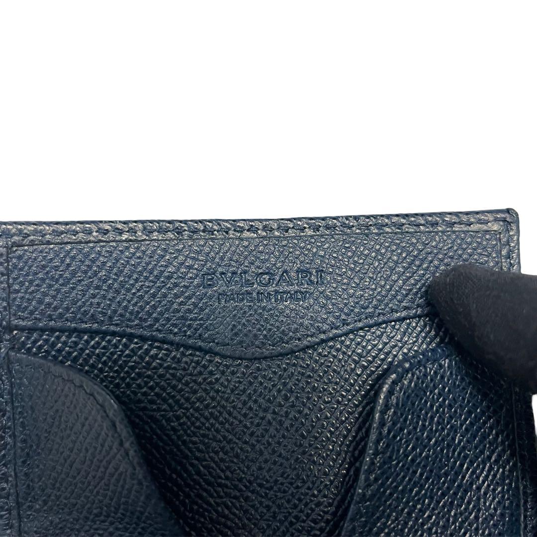 希少✨ブルガリ ケース ロゴクリップ グレインレザー ネイビー ブルー