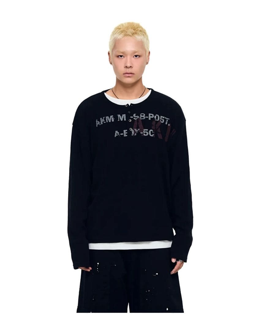 トップス Aakam Waffle Henry Neck Long Sleeve