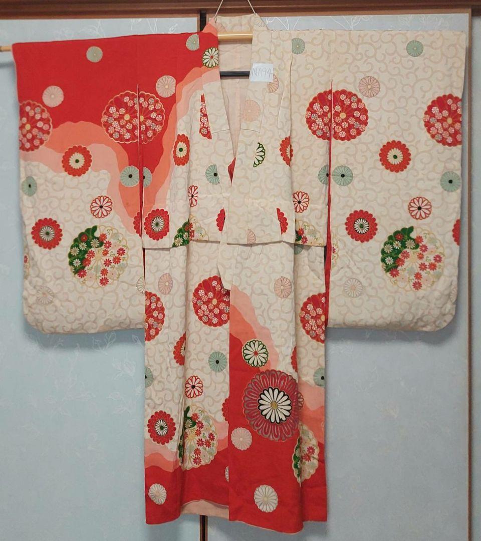 NA94アンティーク子供着物七五三正絹着丈121センチ裄丈55センチ