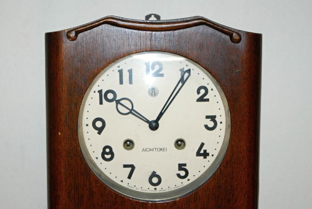 Aichi Tokei Denki ゼンマイ式掛時計 巻き鍵付き 昭和レトロ