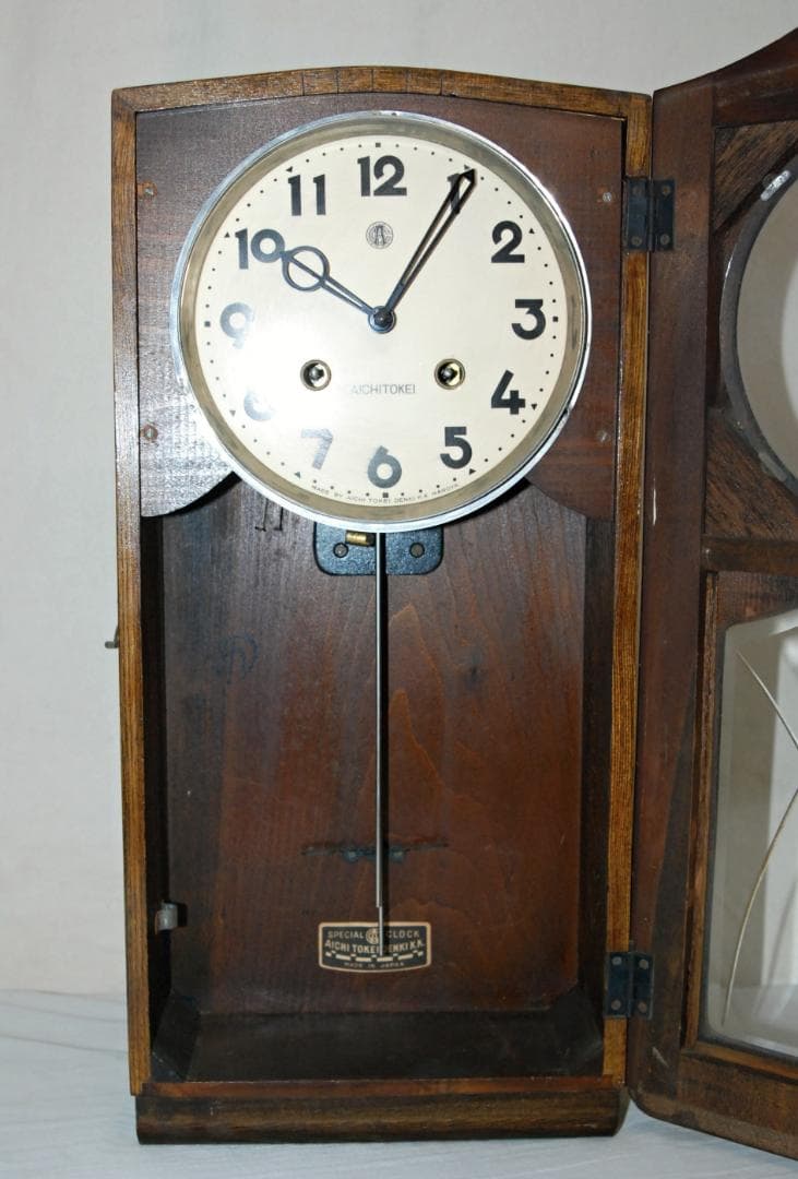 Aichi Tokei Denki ゼンマイ式掛時計 巻き鍵付き 昭和レトロ